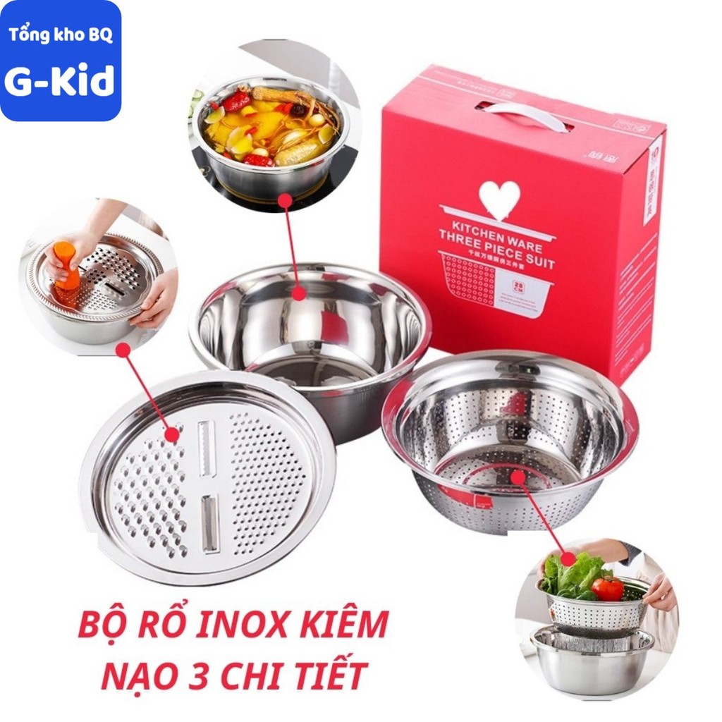 Bộ rổ Inox kèm nạo rau củ đa năng 3 in1 | Shopee Việt Nam