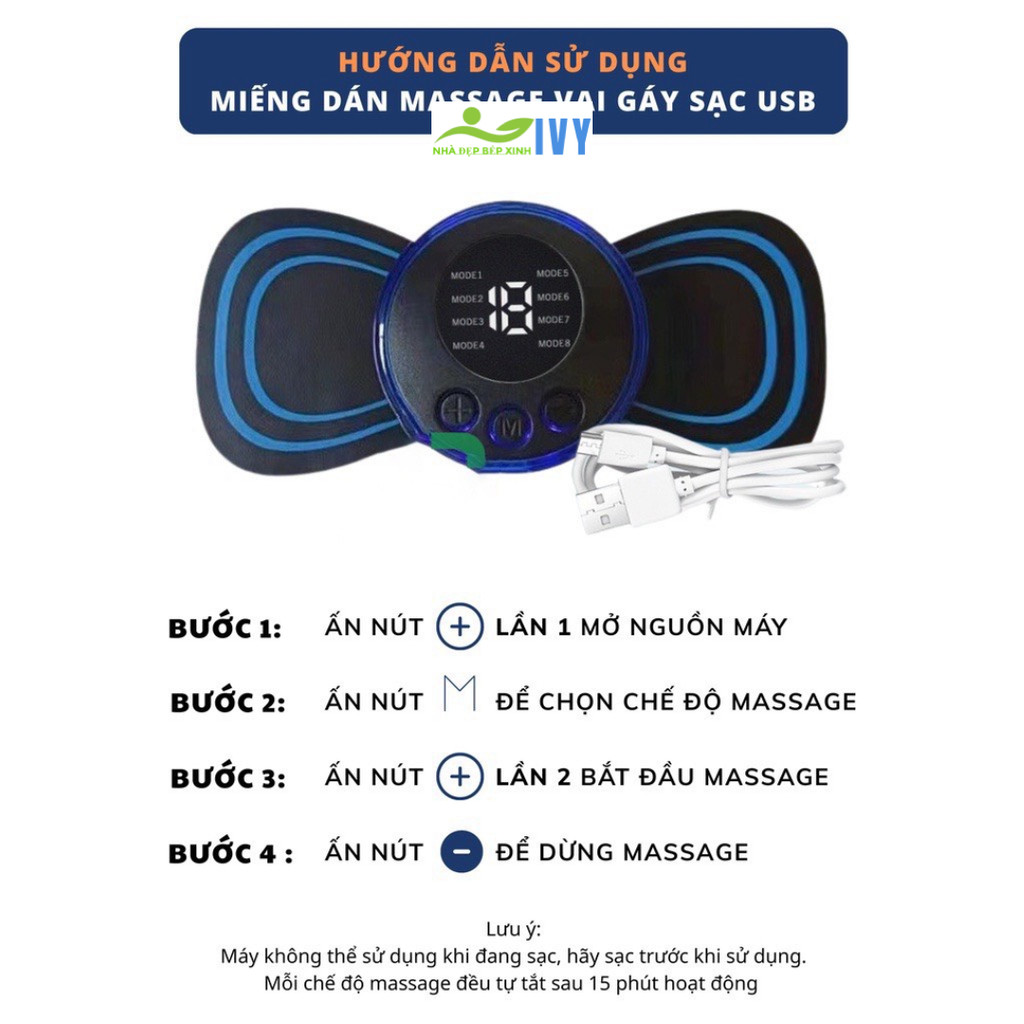 Máy massage cổ vai gáy xung điện - miếng dán massage mini sung điện toàn thân