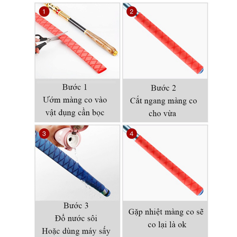 Màng Co Nhiệt Bọc cán cần câu,gậy Bi A, Vợt cầu lông Vâng X vân vẩy cá cao cấp AA73 nakijđavgha112