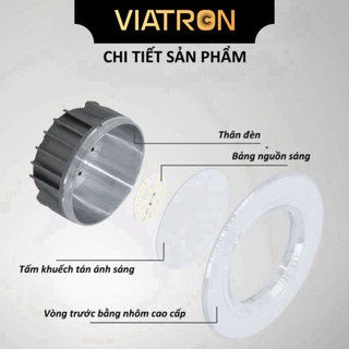 Đèn Âm Trần 7W 9W Đế Đúc Nguồn Rời, Tích Điện 3 Màu,LED  Downlight Bảo Hành 24 Tháng VIATRON