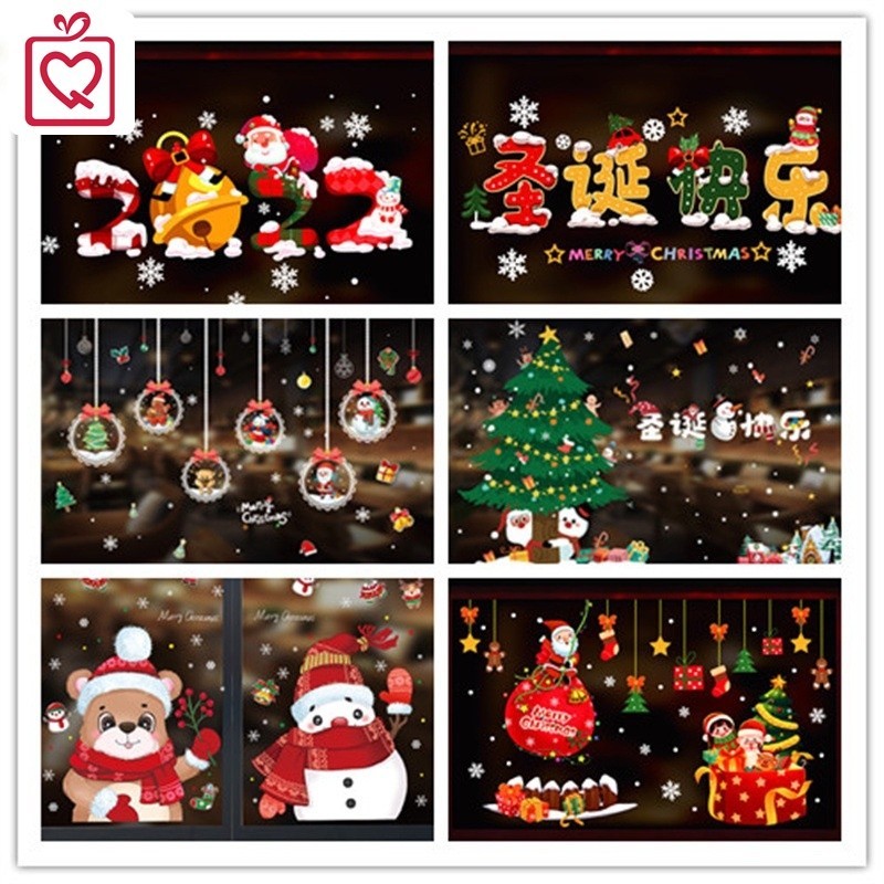 Decal giáng sinh dán cửa kính, sticker Noel trang trí cửa hàng văn ...