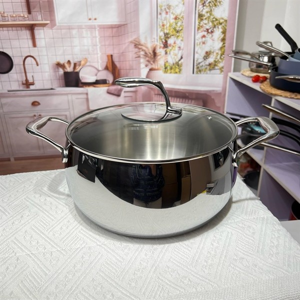 Nồi Luộc Gà Nồi Canh Inox Liền Đáy 3 Lớp Oyatton, Nồi Canh Nồi Lẩu Decor Inox Cao Cấp OYT558
