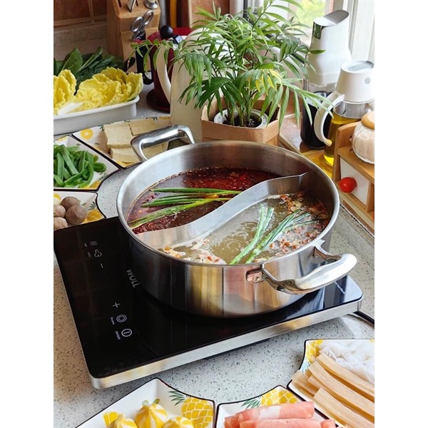 Nồi Lẩu Chia Ngăn Chockmen Có Nắp Đậy Inox Cao Cấp, Nồi Lẩu 28cm 30cm Kèm Nắp CKM307 CKM308