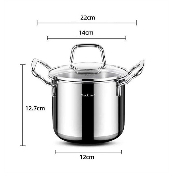 Nồi Chockmen 14cm Sâu Lòng Inox Liền Đáy 3 Lớp Kèm Nắp CKM107
