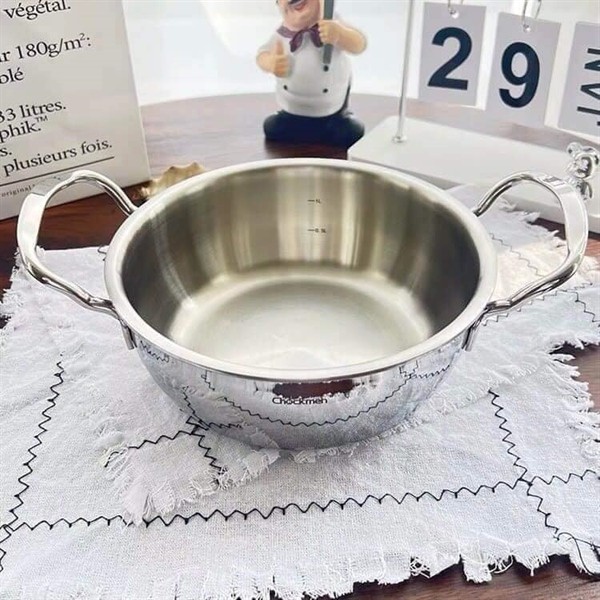 Nồi Canh Chockmen Nồi Lẩu Nhỏ Inox Cao Cấp Dùng Bếp Từ, Nồi Inox Có Nắp Chockmen CKM102 CKM111