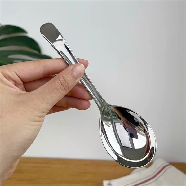 Thìa Muỗng Ăn Cơm Inox Cao Cấp Dày Dặn, Thìa Muỗng Cán Trung Cán Gập 16.5cm RK175