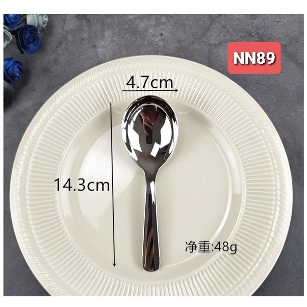 Thìa Muỗng Cơm Inox Cao Cấp, Thìa Cán Ngắn Ăn Cơm NN89, Thìa Phở Cán Ngắn NN89