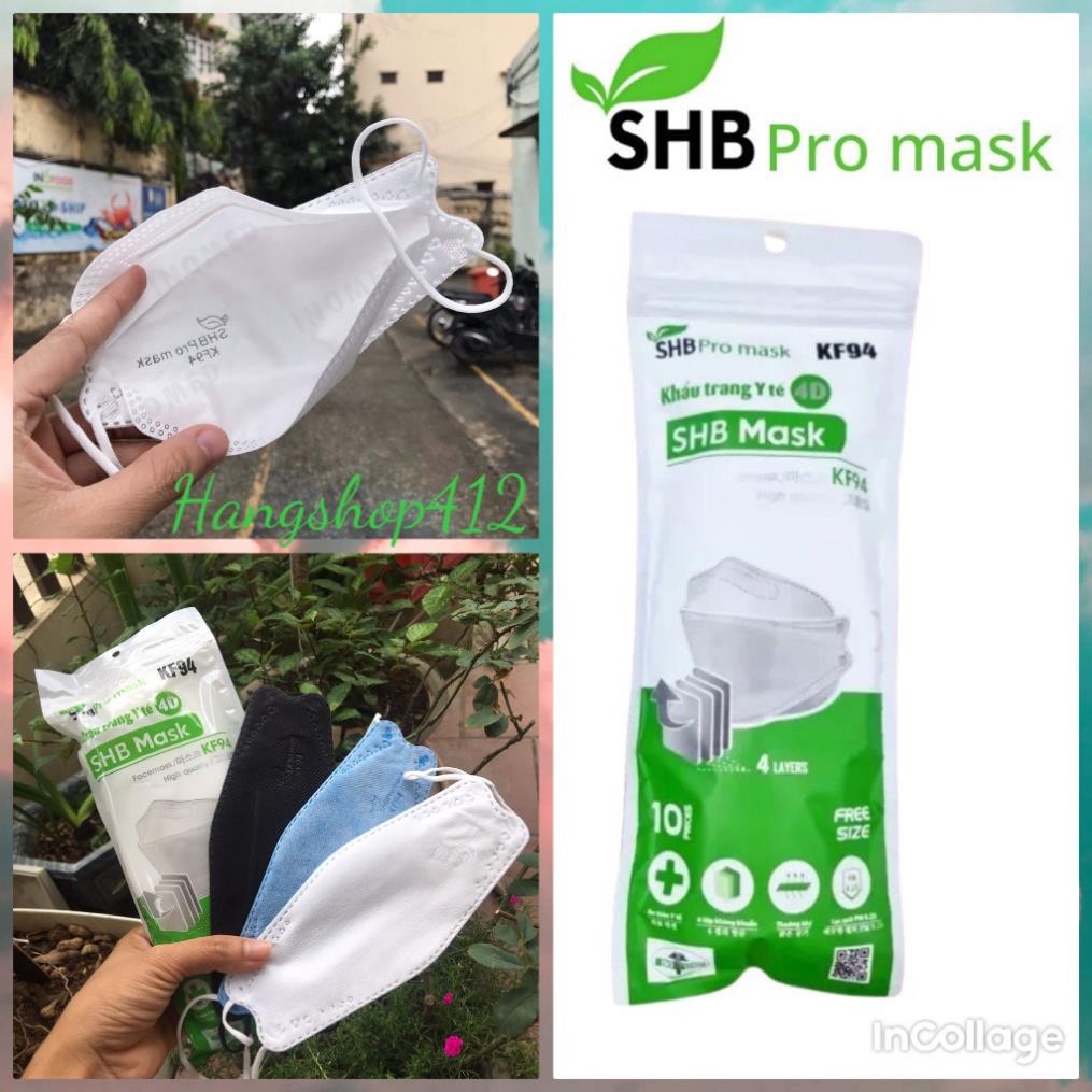 COMBO 10 TÚI [100 chiếc] Khẩu trang 4D SHB Pro Mask KF94 Chính Hãng Đạt ...