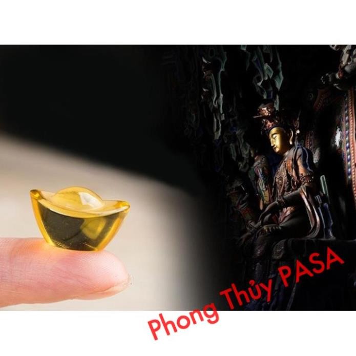 (RƯỚC LỘC) Thỏi Vàng Thủy Tinh NHÍ 1,4 cm Kim Nguyên Bảo - Đặt Bàn Thần Tài - Phong Thủy Thần Tài May Mắn