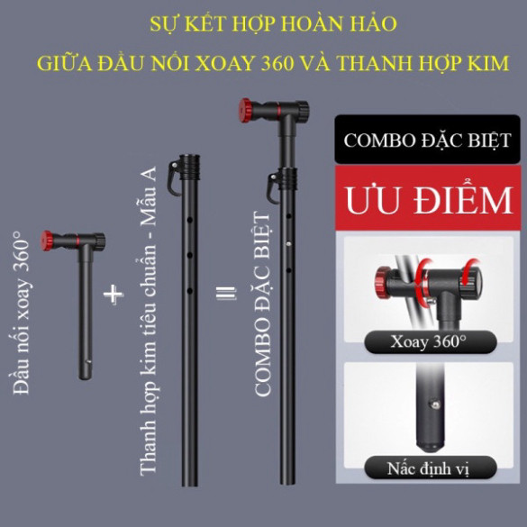 Cán Ô Xoay 360 Độ Thân Ô Kim Loại Cứng Cáp Dài 1M Thân Nối Ô Cao Cấp 5645hfga2345678