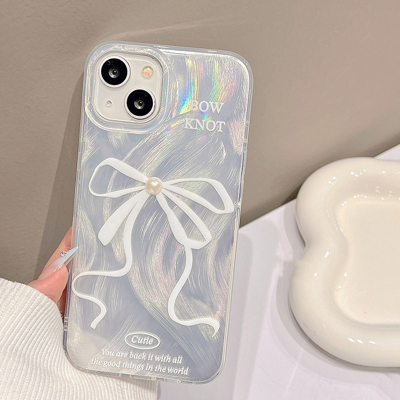 Ốp Lưng iPhone Silicon Pink Bow 3D Ánh Bạc, Chống Sốc, Bảo Vệ Camera- iP 8/X/XS/XR/11/12/13/14/15/16/17/Plus/Air/Pro/Max
