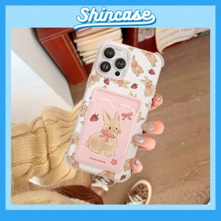 Ốp Lưng iPhone Thỏ Dâu Silicon Dẻo Đựng Thẻ, Chống Sốc, Bảo Vệ Camera - iP 7/8/X/XS/11/12/13/14/15/16/17/Plus/Pro/Max