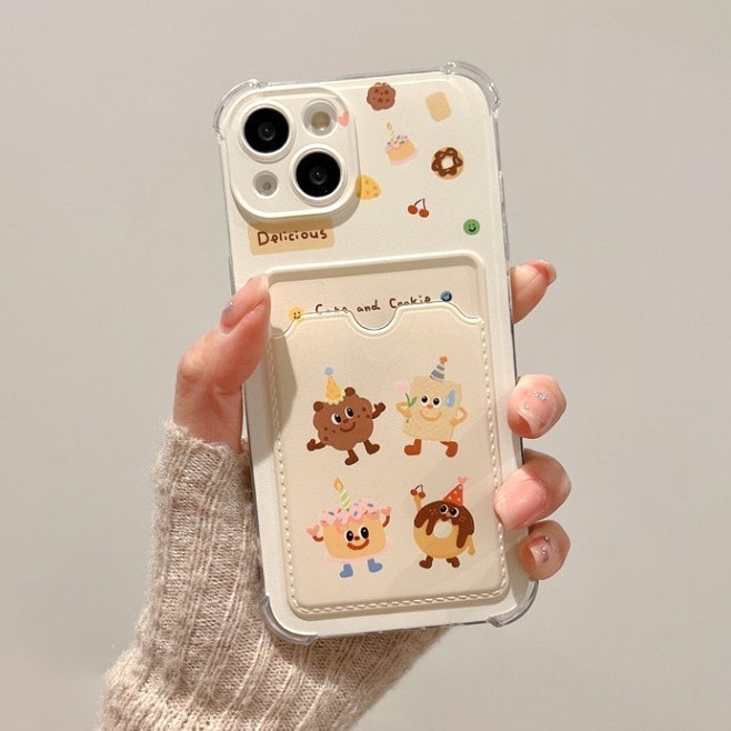 Ốp Lưng iPhone Cute Cake Silicon Dẻo Đựng Thẻ, Chống Sốc, Bảo Vệ Camera - iP 7/8/X/XS/11/12/13/14/15/16/17/Plus/Pro/Max
