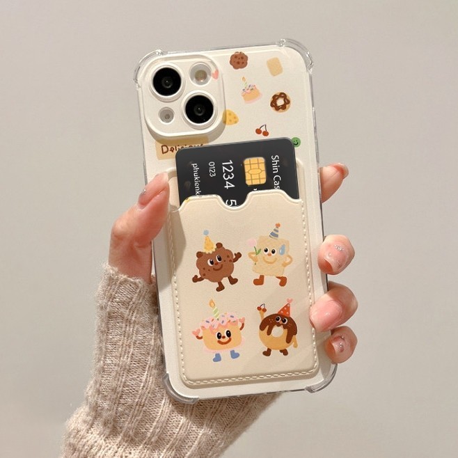 Ốp Lưng iPhone Cute Cake Silicon Dẻo Đựng Thẻ, Chống Sốc, Bảo Vệ Camera - iP 7/8/X/XS/11/12/13/14/15/16/17/Plus/Pro/Max