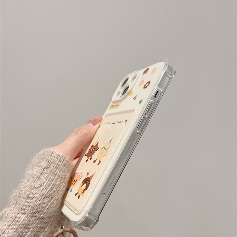Ốp Lưng iPhone Cute Cake Silicon Dẻo Đựng Thẻ, Chống Sốc, Bảo Vệ Camera - iP 7/8/X/XS/11/12/13/14/15/16/17/Plus/Pro/Max