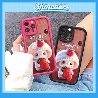 Ốp Lưng iPhone Camera Viền Cao Thỏ Dâu Mềm Chống Sốc, Cao Cấp - iP 7/8/X/XS/XR/11/12/13/14/15/16/17/Plus/Air/Pro/Max