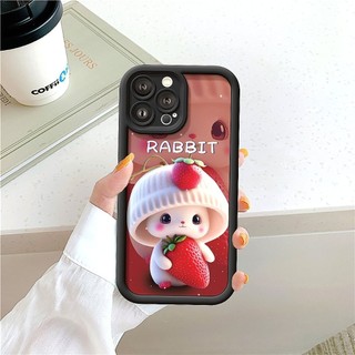 Ốp Lưng iPhone Camera Viền Cao Thỏ Dâu Mềm Chống Sốc, Cao Cấp - iP 7/8/X/XS/XR/11/12/13/14/15/16/17/Plus/Air/Pro/Max