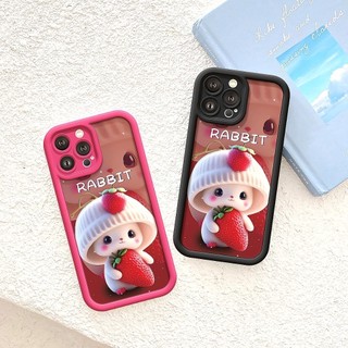 Ốp Lưng iPhone Camera Viền Cao Thỏ Dâu Mềm Chống Sốc, Cao Cấp - iP 7/8/X/XS/XR/11/12/13/14/15/16/17/Plus/Air/Pro/Max