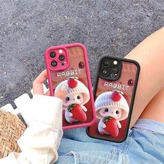 Ốp Lưng iPhone Camera Viền Cao Thỏ Dâu Mềm Chống Sốc, Cao Cấp - iP 7/8/X/XS/XR/11/12/13/14/15/16/17/Plus/Air/Pro/Max