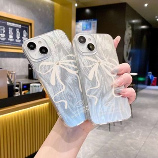 Ốp Lưng iPhone Silicon Mềm Bow Knot Ánh Bạc, Chống Sốc, Bảo Vệ Camera - iP X/XS/XR/11/12/13/14/15/16/17/Plus/Air/Pro/Max