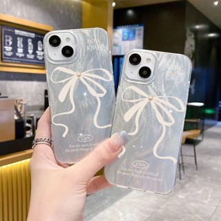 Ốp Lưng iPhone Silicon Mềm Bow Knot Ánh Bạc, Chống Sốc, Bảo Vệ Camera - iP X/XS/XR/11/12/13/14/15/16/17/Plus/Air/Pro/Max