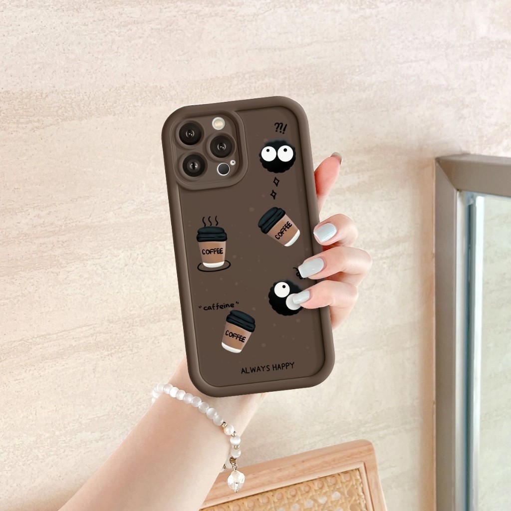 Ốp Lưng iPhone Camera Viền Cao Coffee Mềm Chống Sốc, Cao Cấp - iP 7/8/X/XS/XR/11/12/13/14/15/16/17/Plus/Air/Pro/Max
