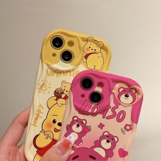 Ốp Lưng iPhone Gấu Dâu Viền Sóng Nổi, Chống Sốc, Bảo Vệ Camera - iP 7/8/X/XS/11/12/13/14/15/16/17/Plus/Pro/Max/Air