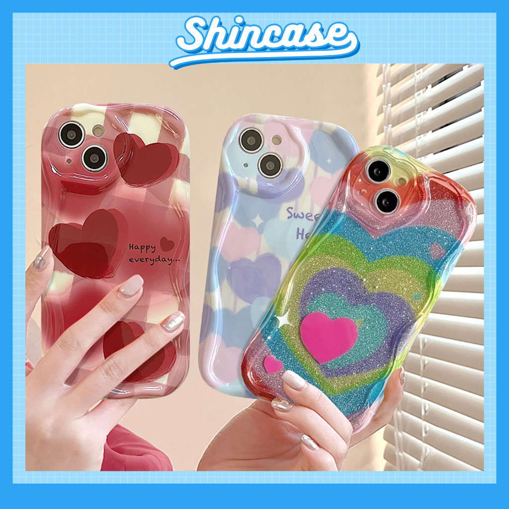 Ốp Lưng iPhone Trái Tim Viền Sóng Nổi, Chống Sốc, Bảo Vệ Camera - iP 7/8/X/XS/11/12/13/14/15/16/17/Plus/Pro/Max/Air