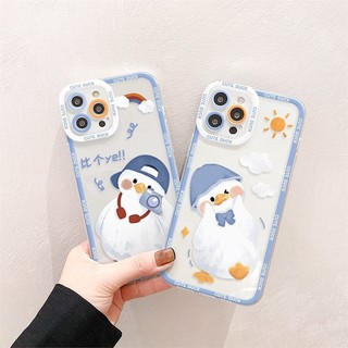 Ốp Lưng iPhone Cute Duck Cạnh Vuông, Chống Sốc, Bảo Vệ Camera - Cho iP 6/6s/7/8/Plus/X/XS/XR/11/12/13/14/15/Pro/Max/Mini
