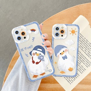Ốp Lưng iPhone Cute Duck Cạnh Vuông, Chống Sốc, Bảo Vệ Camera - Cho iP 6/6s/7/8/Plus/X/XS/XR/11/12/13/14/15/Pro/Max/Mini