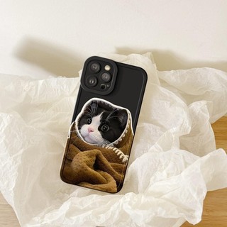Ốp Lưng iPhone Warm Cat Cạnh Vuông, Chống Sốc, Bảo Vệ Camera - Cho iP 6/6s/7/8/Plus/X/XS/XR/11/12/13/14/15/16/Pro/Max