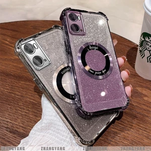 Ốp Lưng Cho OPPO A76 4G A36 4G A96 4G Mạ Điện Bốn Góc Chống Rơi Bột flash Vỏ Điện Thoại Hút Từ Tính Thẩm Mỹ Thiết Kế Mới TPU Mềm case