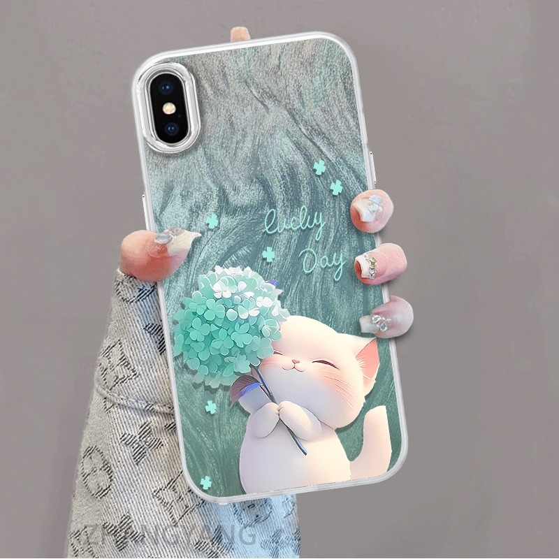 Ốp Lưng Cho iPhone X Xs Xr Xs Max Màu Gradient Lông gạc Silicon TPU Vỏ Điện Thoại Hoạt Hình Dễ Thương Điện Thoại Vỏ Mềm