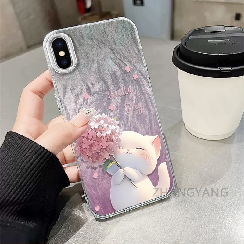 Ốp Lưng Cho iPhone X Xs Xr Xs Max Màu Gradient Lông gạc Silicon TPU Vỏ Điện Thoại Hoạt Hình Dễ Thương Điện Thoại Vỏ Mềm