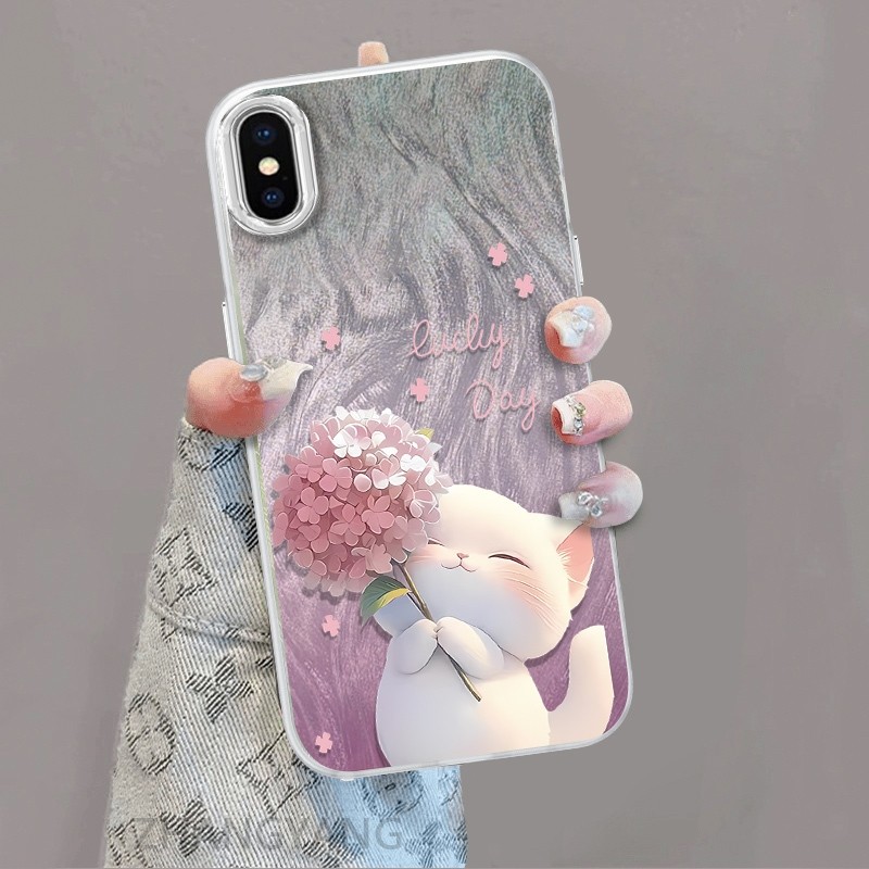 Ốp Lưng Cho iPhone X Xs Xr Xs Max Màu Gradient Lông gạc Silicon TPU Vỏ Điện Thoại Hoạt Hình Dễ Thương Điện Thoại Vỏ Mềm