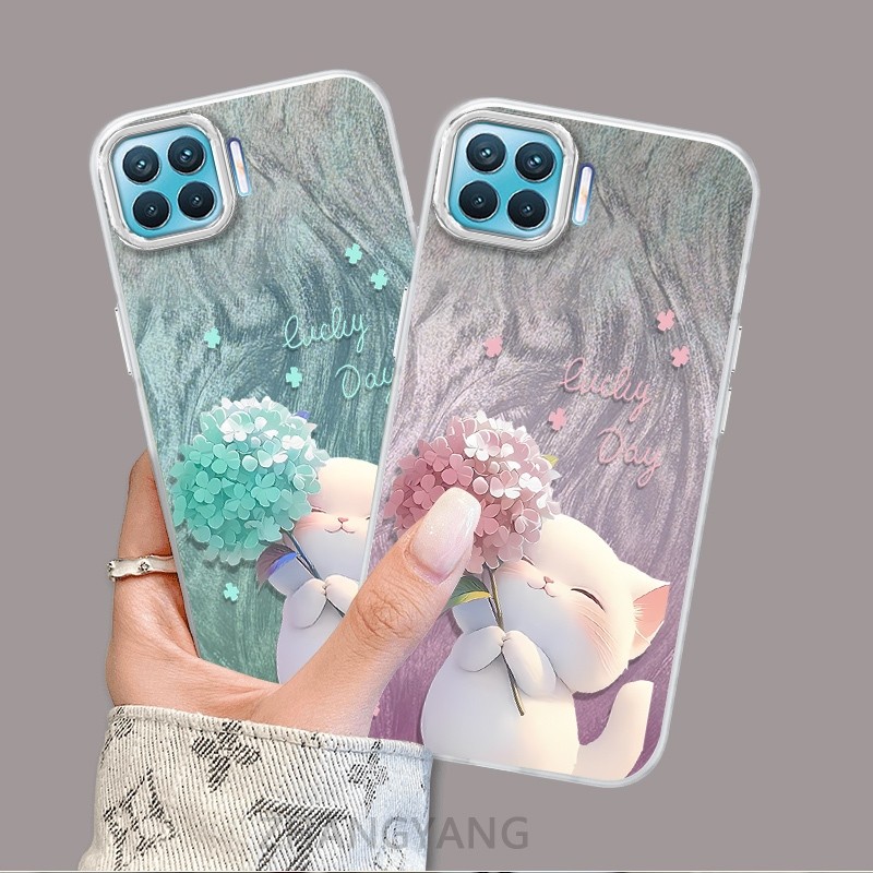 Ốp Lưng Cho OPPO A93 4G A73 4G Reno 4F Màu Gradient Lông gạc Silicon TPU Vỏ Điện Thoại Hoạt Hình Dễ Thương Điện Thoại Mềm