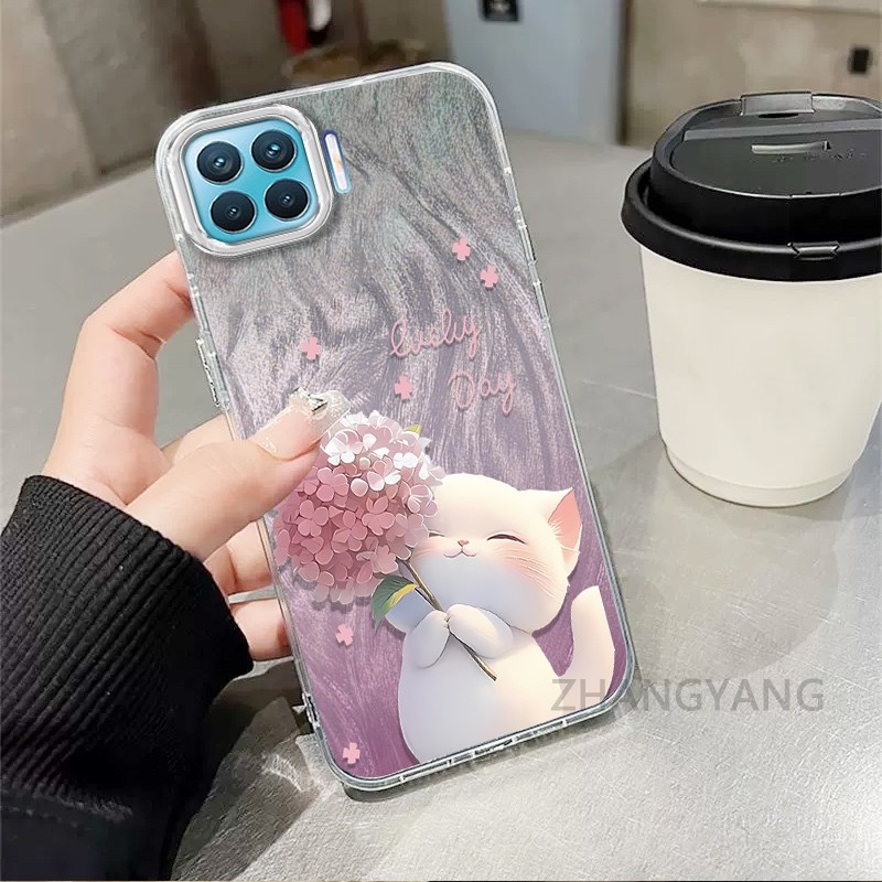 Ốp Lưng Cho OPPO A93 4G A73 4G Reno 4F Màu Gradient Lông gạc Silicon TPU Vỏ Điện Thoại Hoạt Hình Dễ Thương Điện Thoại Mềm