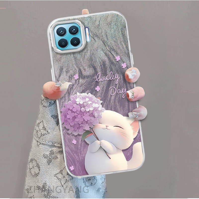 Ốp Lưng Cho OPPO A93 4G A73 4G Reno 4F Màu Gradient Lông gạc Silicon TPU Vỏ Điện Thoại Hoạt Hình Dễ Thương Điện Thoại Mềm
