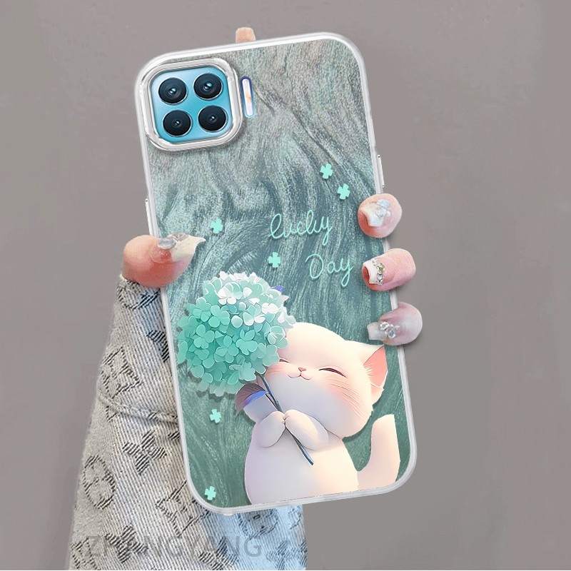 Ốp Lưng Cho OPPO A93 4G A73 4G Reno 4F Màu Gradient Lông gạc Silicon TPU Vỏ Điện Thoại Hoạt Hình Dễ Thương Điện Thoại Mềm