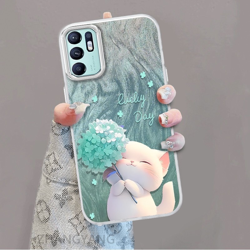 Ốp Lưng Cho OPPO RENO 6Z 5G RENO 6 5G RENO 5Z 5G RENO 6 4G Màu Gradient Lông gạc Silicon TPU Vỏ Điện Thoại Hoạt Hình Dễ Thương Điện Thoại Vỏ Mềm