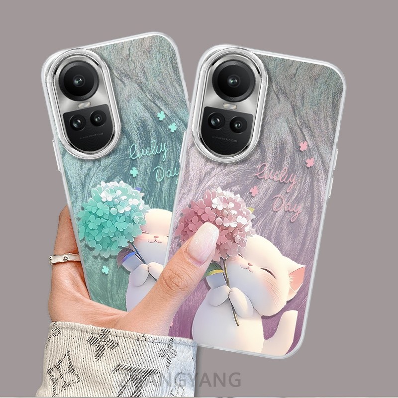 Ốp Lưng Cho OPPO Reno 10 5G Reno 10 Pro 5G Màu Gradient Lông gạc Silicon TPU Vỏ Điện Thoại Hoạt Hình Dễ Thương Điện Thoại Vỏ Mềm