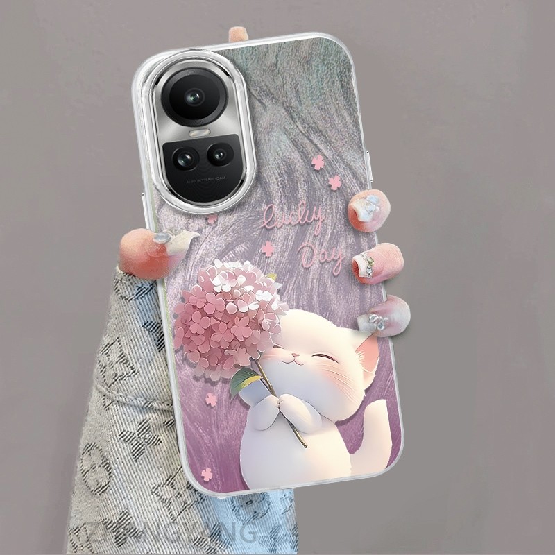 Ốp Lưng Cho OPPO Reno 10 5G Reno 10 Pro 5G Màu Gradient Lông gạc Silicon TPU Vỏ Điện Thoại Hoạt Hình Dễ Thương Điện Thoại Vỏ Mềm