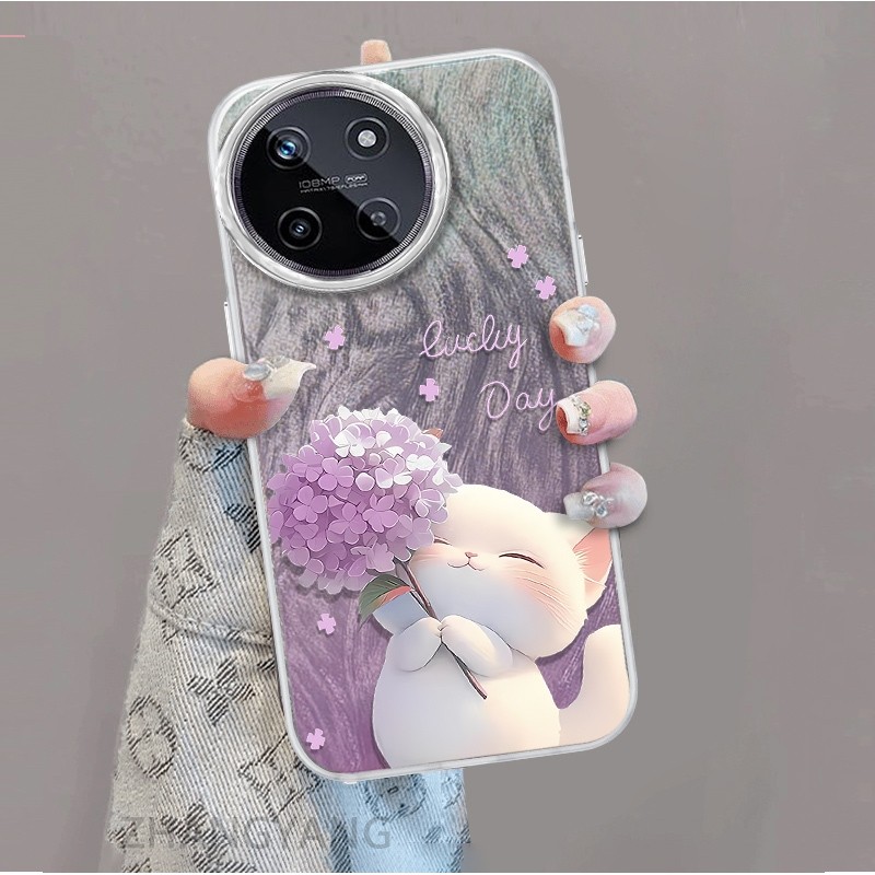 Ốp Lưng Cho realme 11 4G Màu Gradient Lông gạc Silicon TPU Vỏ Điện Thoại Hoạt Hình Dễ Thương Điện Thoại Vỏ Mềm