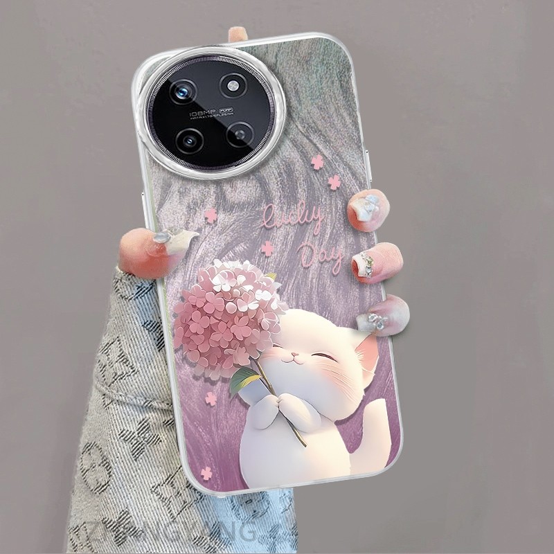 Ốp Lưng Cho realme 11 4G Màu Gradient Lông gạc Silicon TPU Vỏ Điện Thoại Hoạt Hình Dễ Thương Điện Thoại Vỏ Mềm