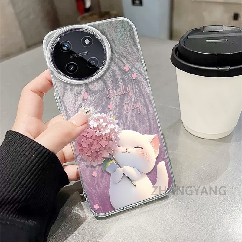 Ốp Lưng Cho realme 11 4G Màu Gradient Lông gạc Silicon TPU Vỏ Điện Thoại Hoạt Hình Dễ Thương Điện Thoại Vỏ Mềm