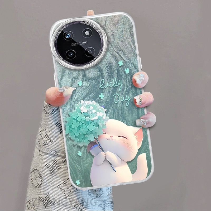 Ốp Lưng Cho realme 11 4G Màu Gradient Lông gạc Silicon TPU Vỏ Điện Thoại Hoạt Hình Dễ Thương Điện Thoại Vỏ Mềm