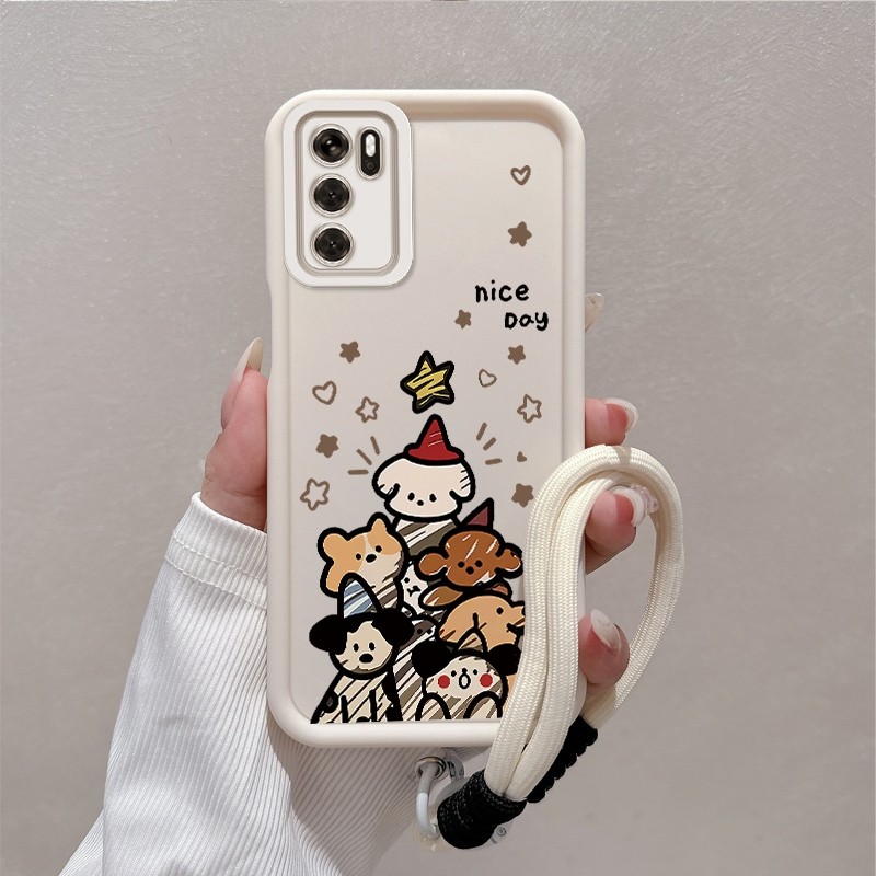 Ốp Lưng Cho OPPO A16 Vỏ Điện Thoại Silicon Thẩm Mỹ Dễ Thương Họa Tiết Động Vật TPU Mềm Thiết Kế Mới Với Dây Treo Cá Tính