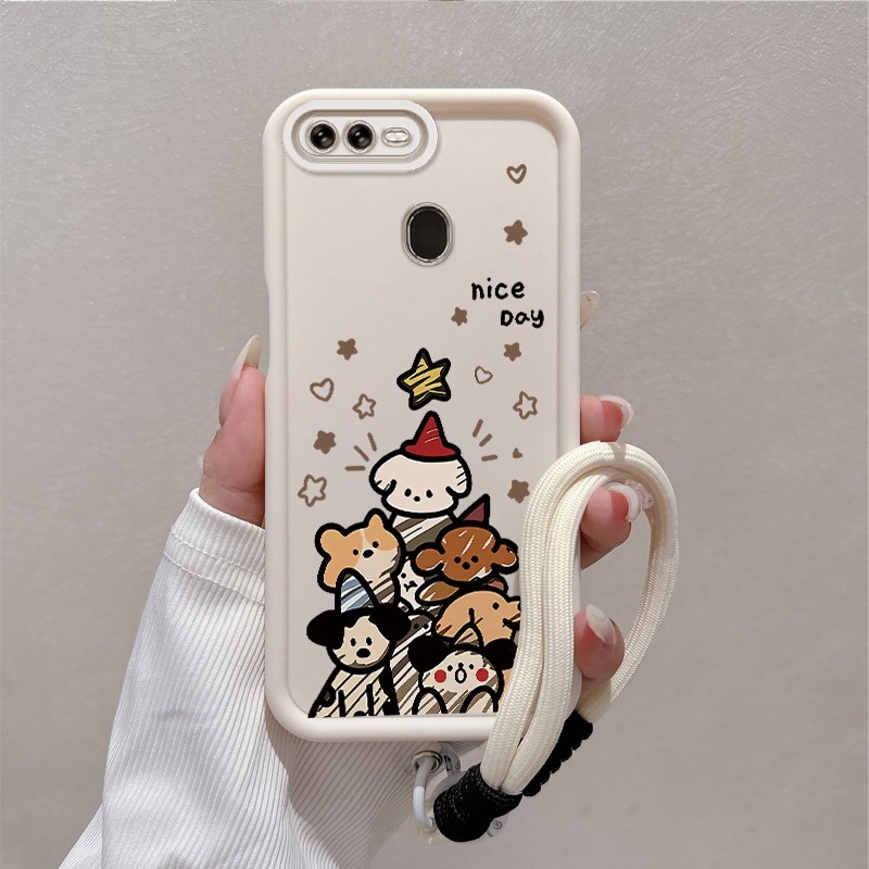 Ốp Lưng Cho OPPO A5s A12 A7 F9 Ốp Điện Thoại Silicon Thẩm Mỹ Họa Tiết Động Vật Hoạt Hình Dễ Thương TPU Mềm Thiết Kế Mới Với Dây Treo Cá Tính