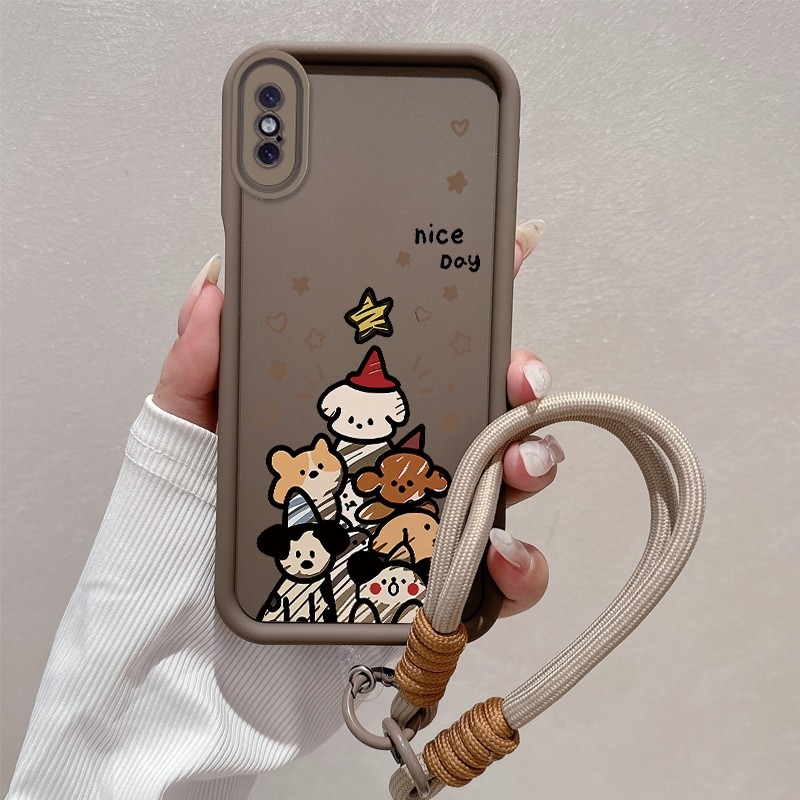 Ốp Lưng Cho iPhone X Xs Xr Xs Max Ốp Điện Thoại Silicon Thẩm Mỹ Họa Tiết Động Vật Hoạt Hình Dễ Thương TPU Mềm Thiết Kế Mới Với Dây Treo Cá Tính