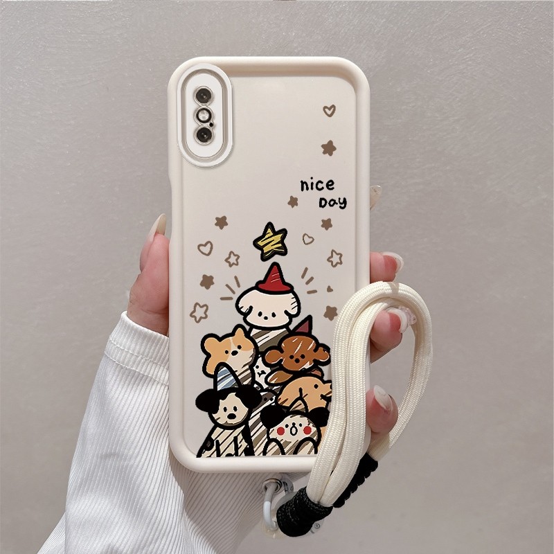 Ốp Lưng Cho iPhone X Xs Xr Xs Max Ốp Điện Thoại Silicon Thẩm Mỹ Họa Tiết Động Vật Hoạt Hình Dễ Thương TPU Mềm Thiết Kế Mới Với Dây Treo Cá Tính